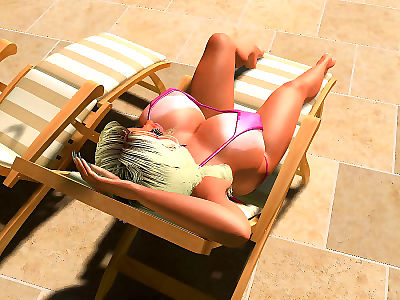 pornostar sexy 3d Bigtitted Bikini babes prendere il sole all