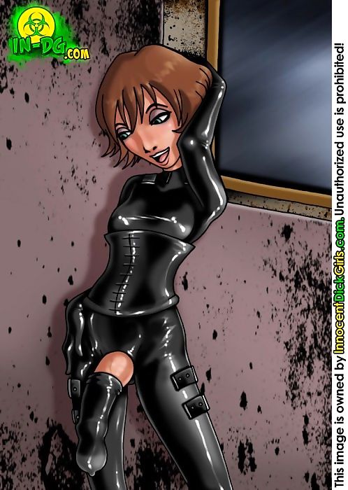 School meisje kostuum tot De zwart latex catsuit Dekking haar hele lichaam Onderdeel 2144