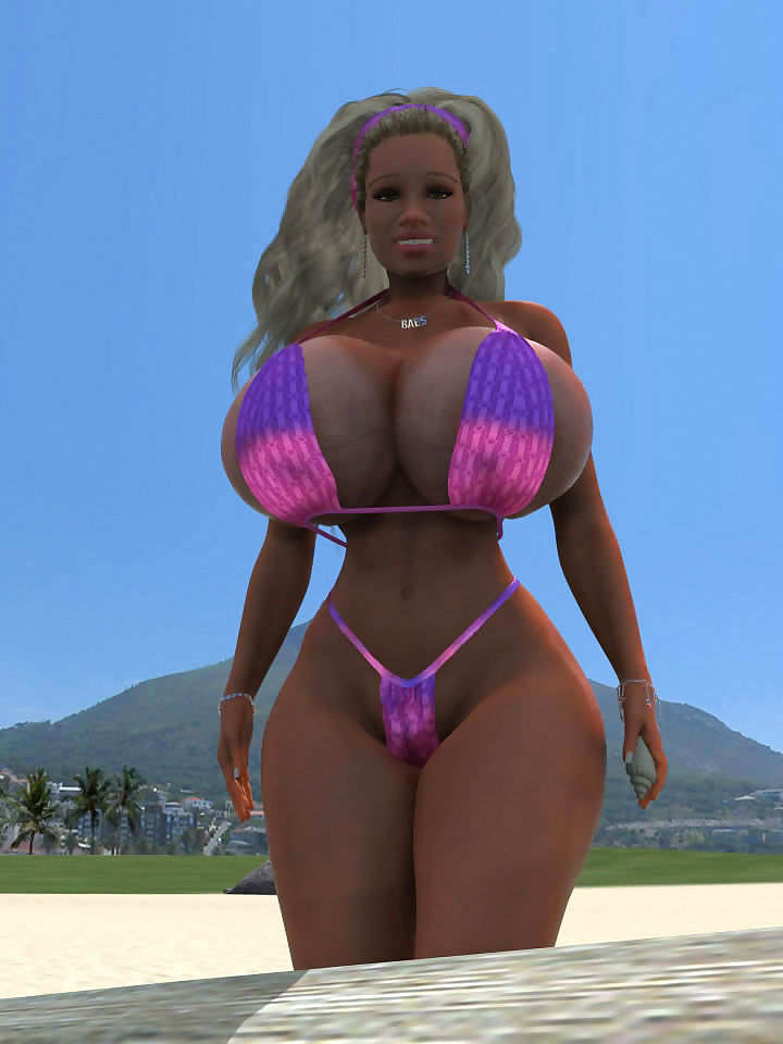 Bigtitted 3d Rubia chick tomar el sol Desnudo en el Playa Parte 430