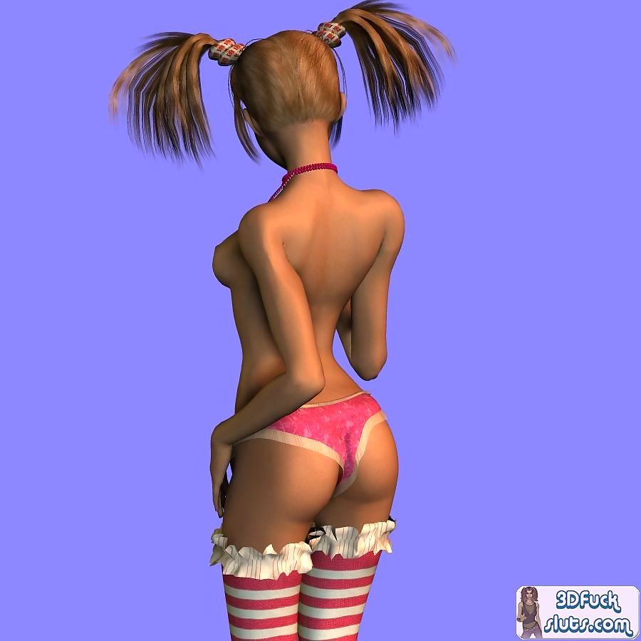 Pigtailed teen toon girl in stockings - part 26