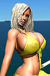 busty 3d Blonde Babe zeigt Ihr riesige Titten unter Bikini im freien Teil 472