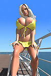 rondborstige 3d Blond Babe laat haar groot Tieten Onder Bikini buiten Onderdeel 472
